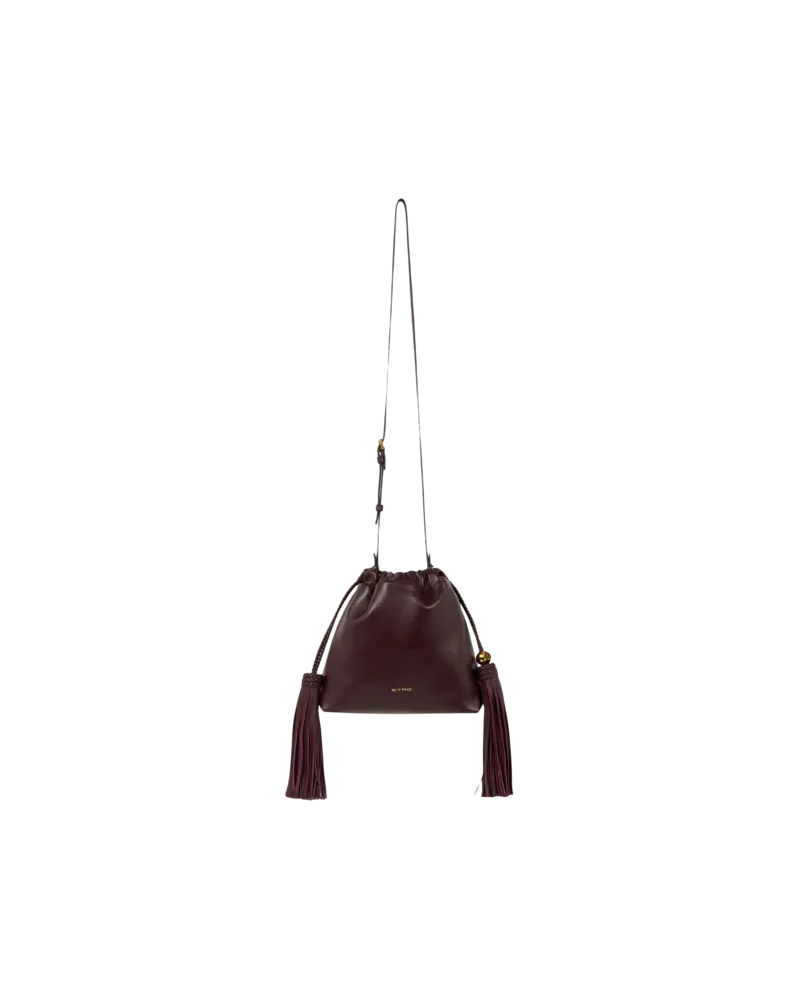 Etro Mini-tasche Kalispera Aus Leder Mit Quasten, Damen, Pflaume Pflaume