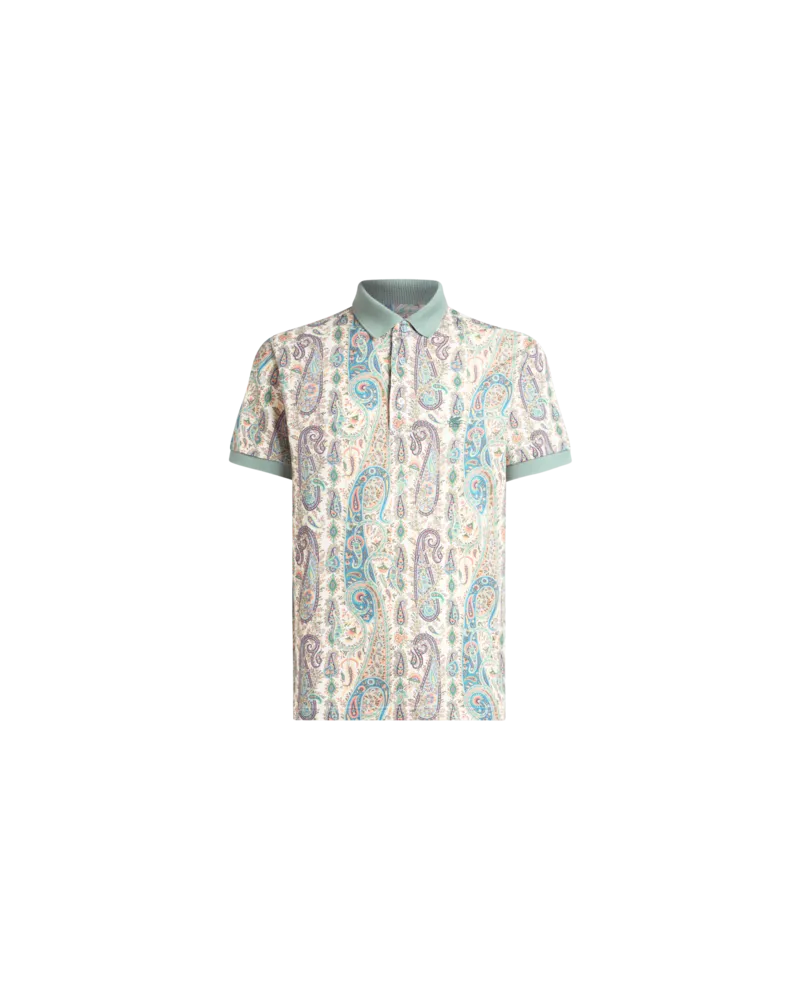 Etro Polo Aus Baumwolle Mit Paisleymuster, Herren, Grün, Größe Grün