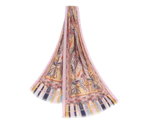 Mehrfarbiger Schal Aus Kaschmir Und Seide Mit Paisleymotiv, Damen, Rosa