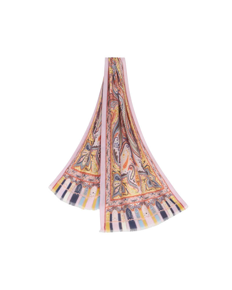 Etro Mehrfarbiger Schal Aus Kaschmir Und Seide Mit Paisleymotiv, Damen, Rosa Rosa