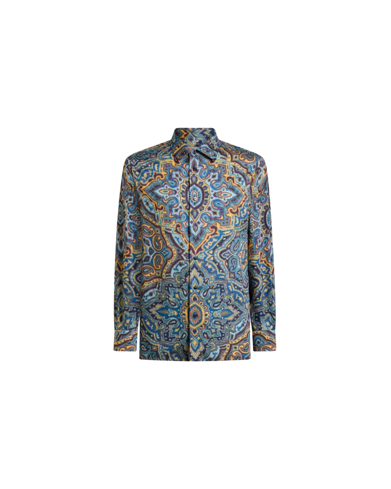 Etro Langes Hemd Mit Paisleymuster, Herren, Navyblau, Größe Navyblau