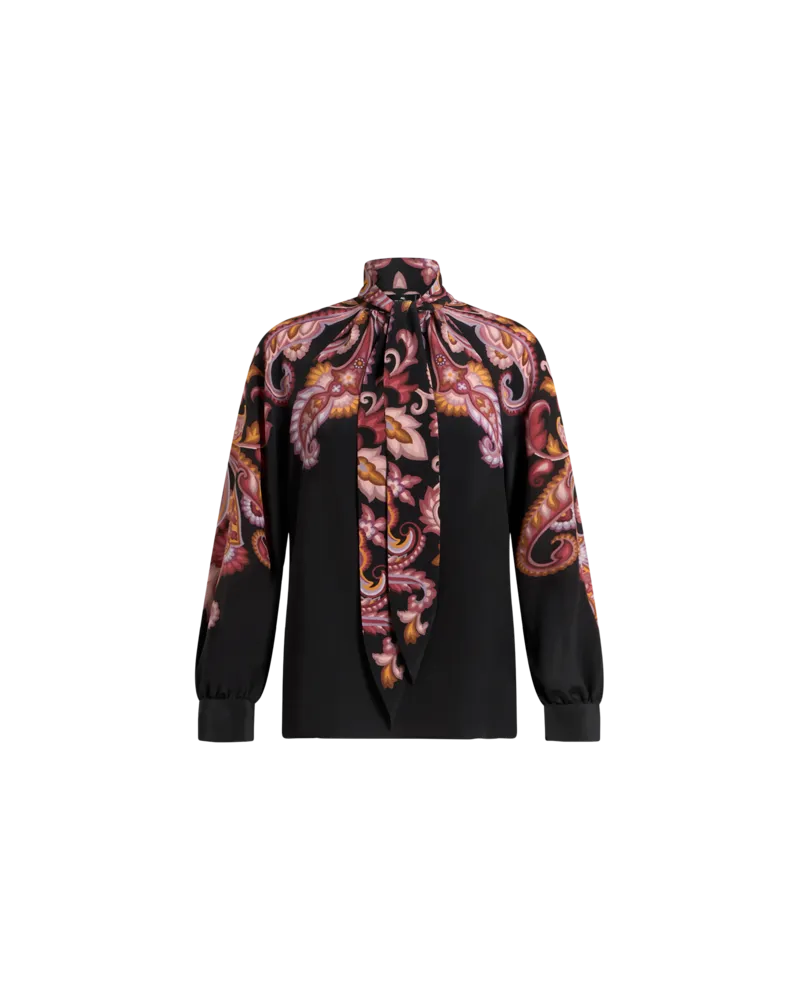 Etro Top Aus Bedrucktem Crêpe De Chine, Damen, Schwarz, Größe Schwarz