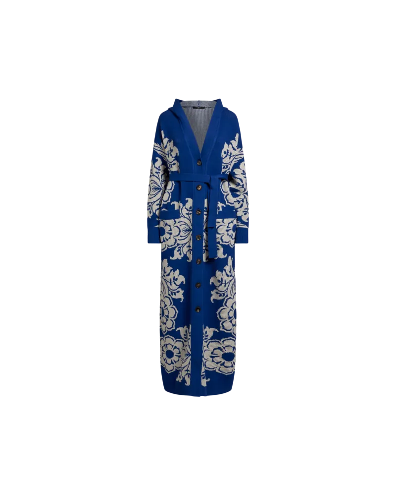 Etro Langer Cardigan Mit Jacquard-blumenmuster, Damen, Elektroblau, Größe Elektroblau