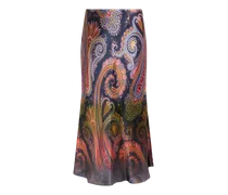 Midi-rock Aus Envers-satin Mit Platziertem Paisley-dégradé-print, Damen, Blau, Größe