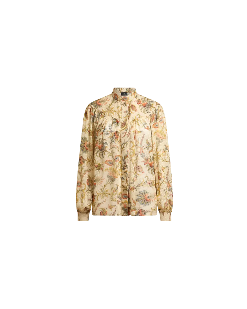 Etro Hemdbluse Aus Plumetis-seide Mit Floralem Motiv, Damen, Beige, Größe Beige