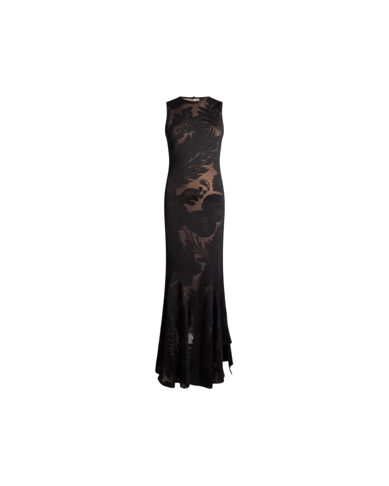 Etro Ärmelloses Kleid Aus Dévoré-stretch-jersey, Damen, Schwarz, Größe Schwarz