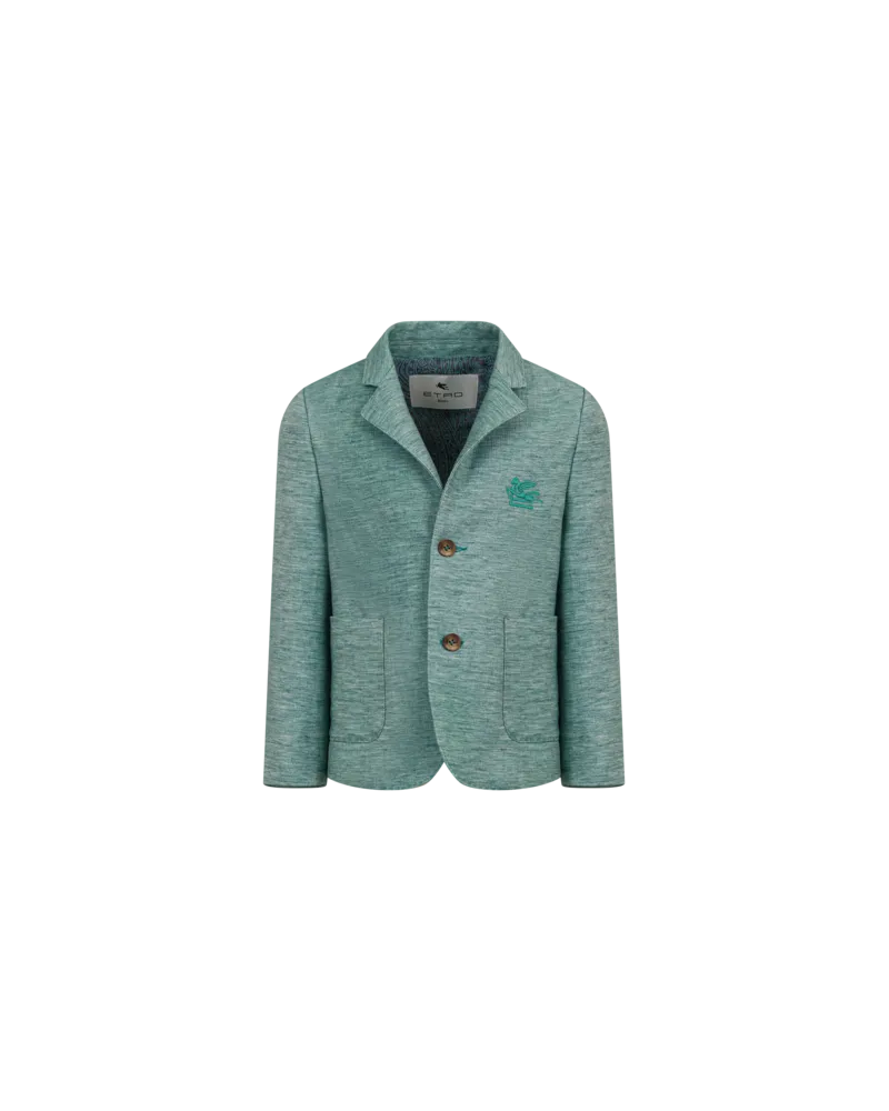 Etro Akkurat Geschneiderte Jacke Aus Einer Leinenmischung Mit Pegaso, Grün, Größe Grün