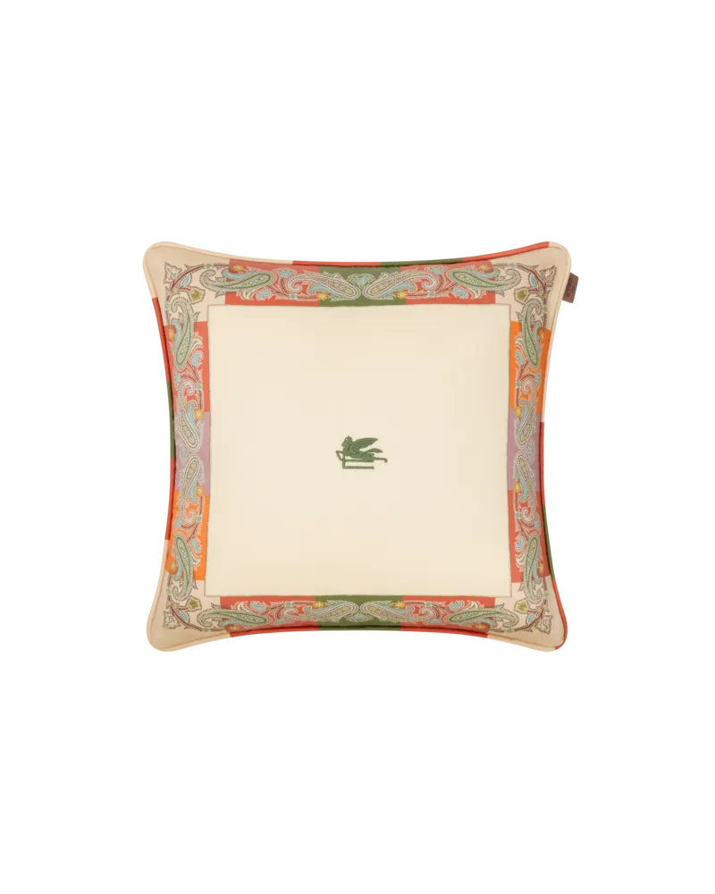 Etro Kissen Aus Baumwolle Mit Paisley-foliage-motiv, Beige Beige