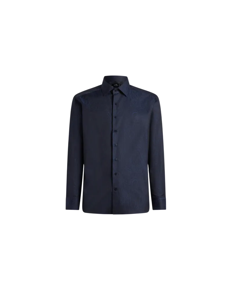 Etro Hemd Aus Baumwolljacquard, Herren, Navyblau, Größe Navyblau