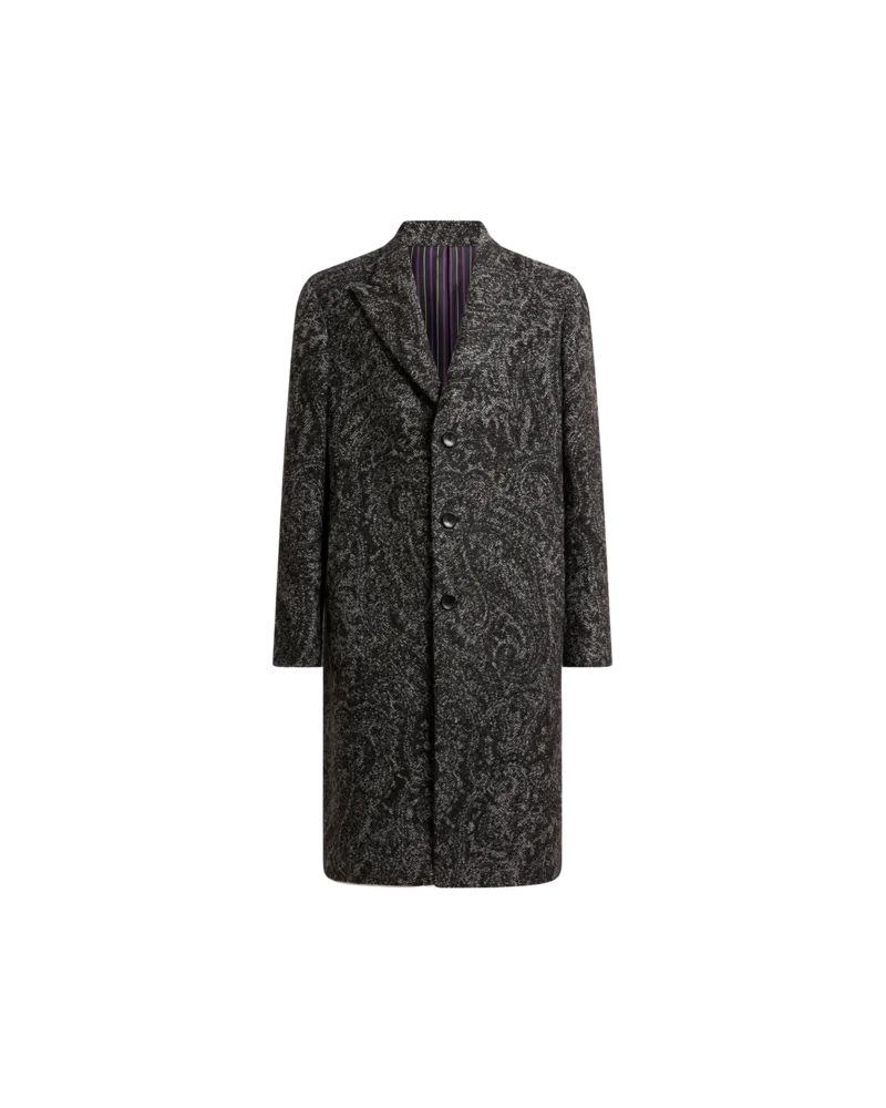 Etro Mantel Aus Einer Wollmischung Mit Jacquardmuster, Herren, Grau, Größe Grau