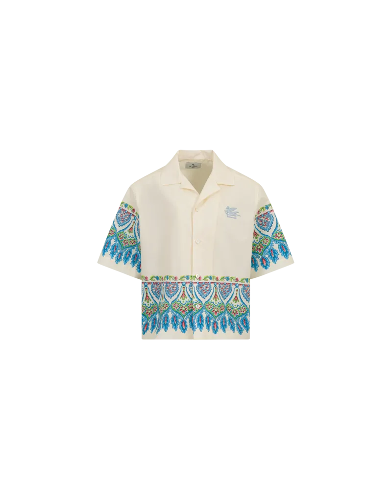 Etro Hemd Aus Baumwollpopeline Mit Platziertem, Floralem Print, Cremefarben, Größe Cremefarben