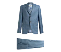 Einreihiger Anzug Aus Wolle Im Karomuster, Herren, Pulverblau, Größe