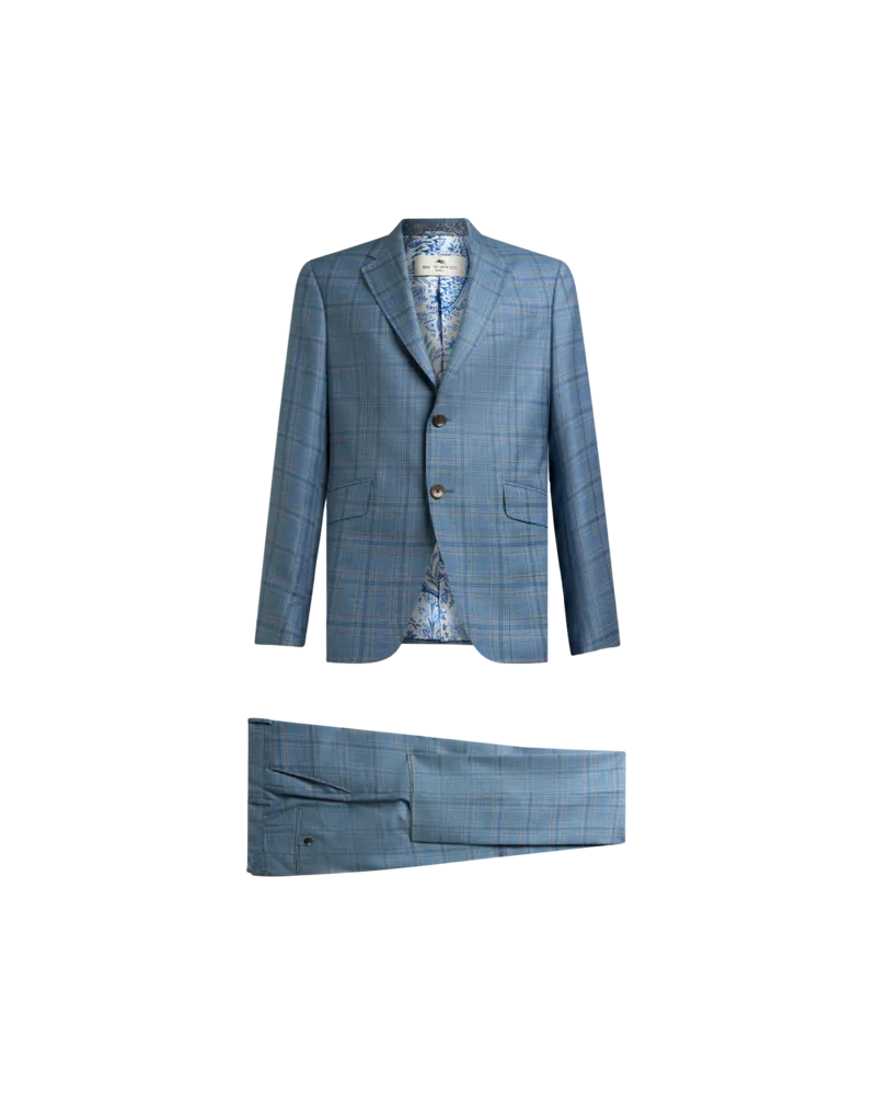 Etro Einreihiger Anzug Aus Wolle Im Karomuster, Herren, Pulverblau, Größe Pulverblau