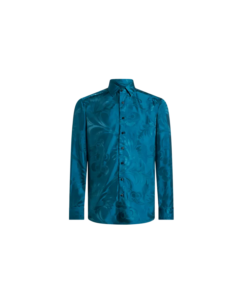 Etro Hemd Roma Mit Floralem Jacquard-rankenmuster, Herren, Hellblau, Größe Hellblau