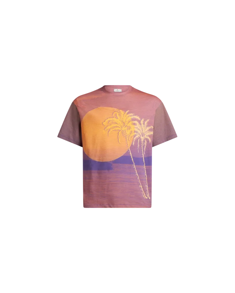 Etro T-shirt Mit Palmenprint, Herren, Orange, Größe Orange