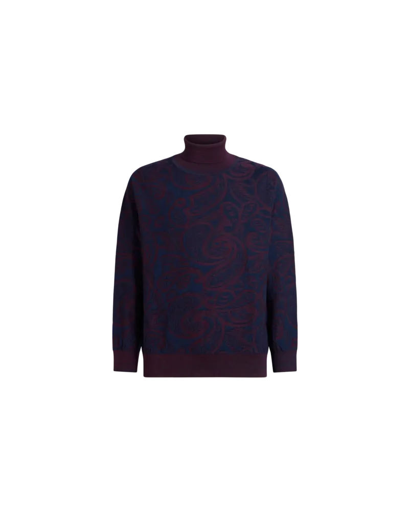 Etro Rollkragenpullover Aus Einer Wollmischung Mit Jacquardmuster, Herren, Blau, Größe Blau