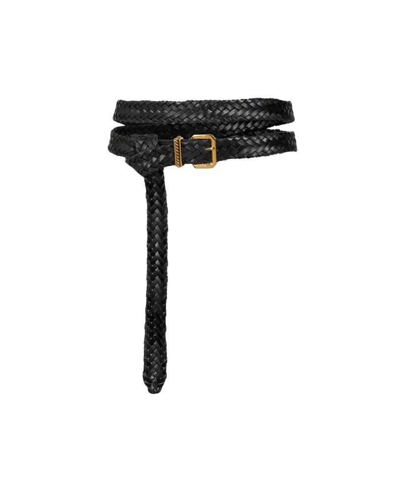 Etro Doppelter Gürtel Aus Geflochtenem Leder, Damen, Schwarz, Größe Schwarz