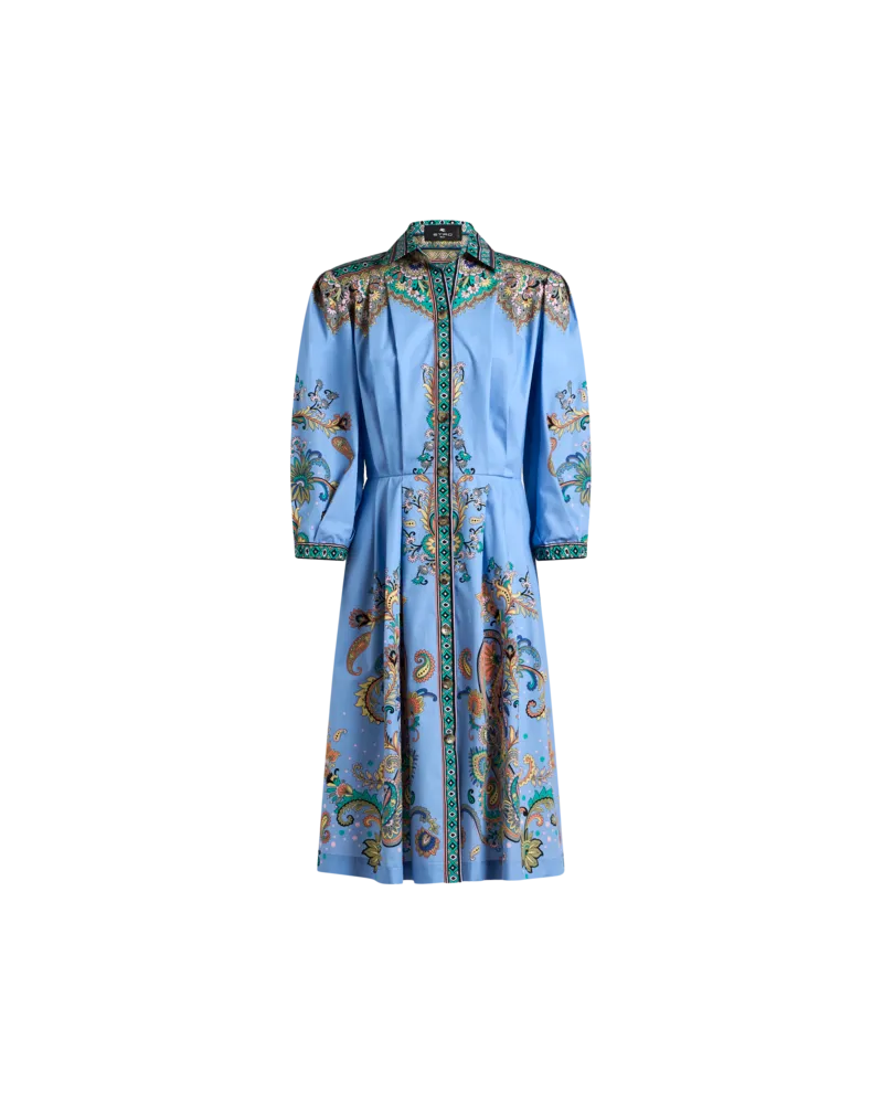 Etro Hemdblusenkleid Aus Bedruckter Baumwolle, Damen, Hellblau, Größe Hellblau
