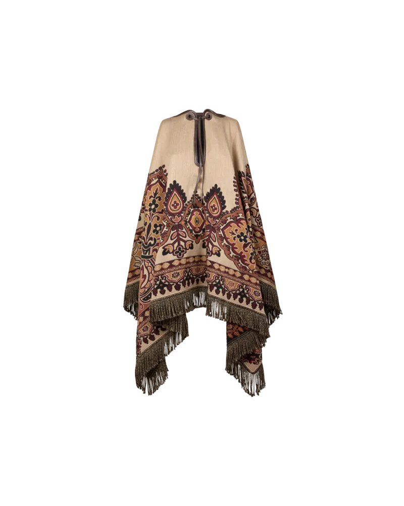 Etro Jacquard-umhang Aus Einer Wollmischung Mit Floralem Paisley-motiv, Damen, Beige Beige