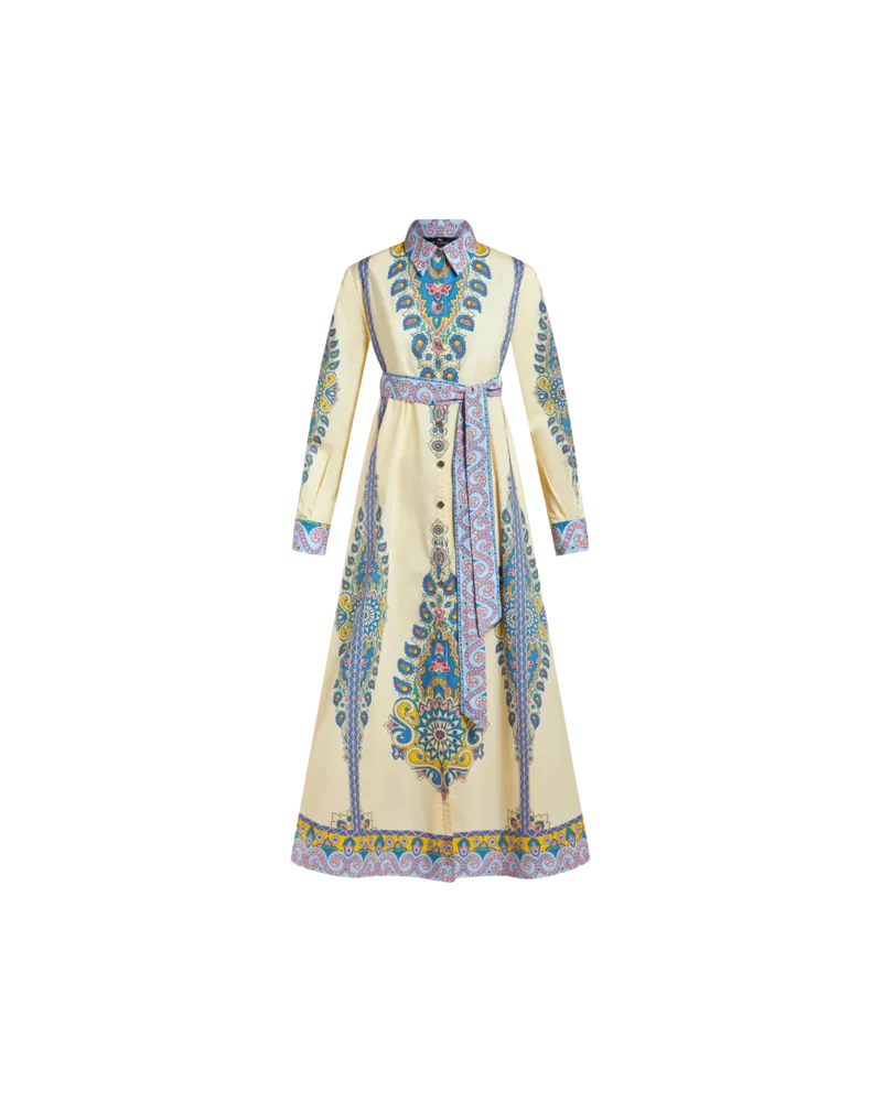 Etro Hemdblusenkleid Aus Bedruckter Baumwolle, Damen, Weiß, Größe Weiß