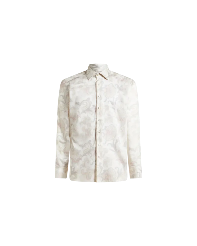 Etro Paisley-hemd Mit Maxiblumen, Herren, Grau, Größe Grau