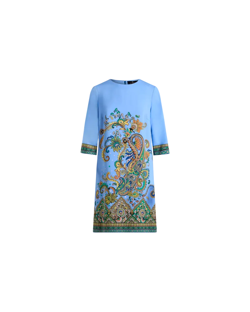 Etro Tunikakleid Aus Bedrucktem Cady, Damen, Hellblau, Größe Hellblau