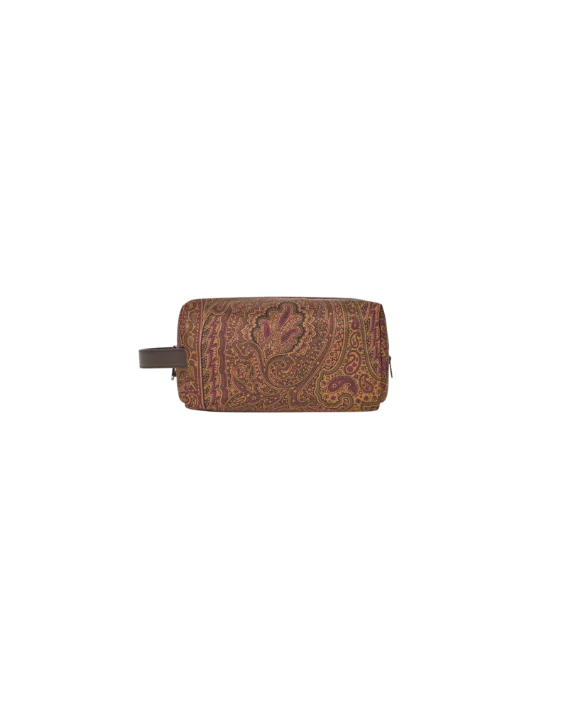 Etro Mittelgrosse Pouch Aus Nylon Mit Henkel Und Arnica-motiv, Herren, Braun Braun