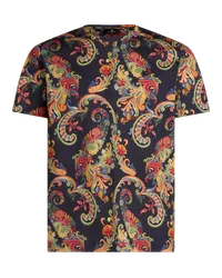 Etro T-shirt Mit Floralem Paisley-print, Herren, Schwarz Schwarz