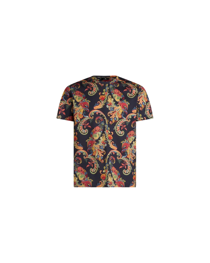 Etro T-shirt Mit Floralem Paisley-print, Herren, Schwarz Schwarz