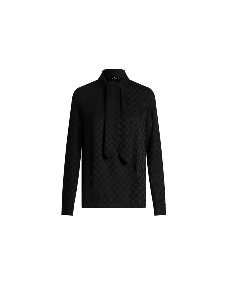 Etro Jacquard-bluse Mit Schal, Damen, Schwarz, Größe Schwarz