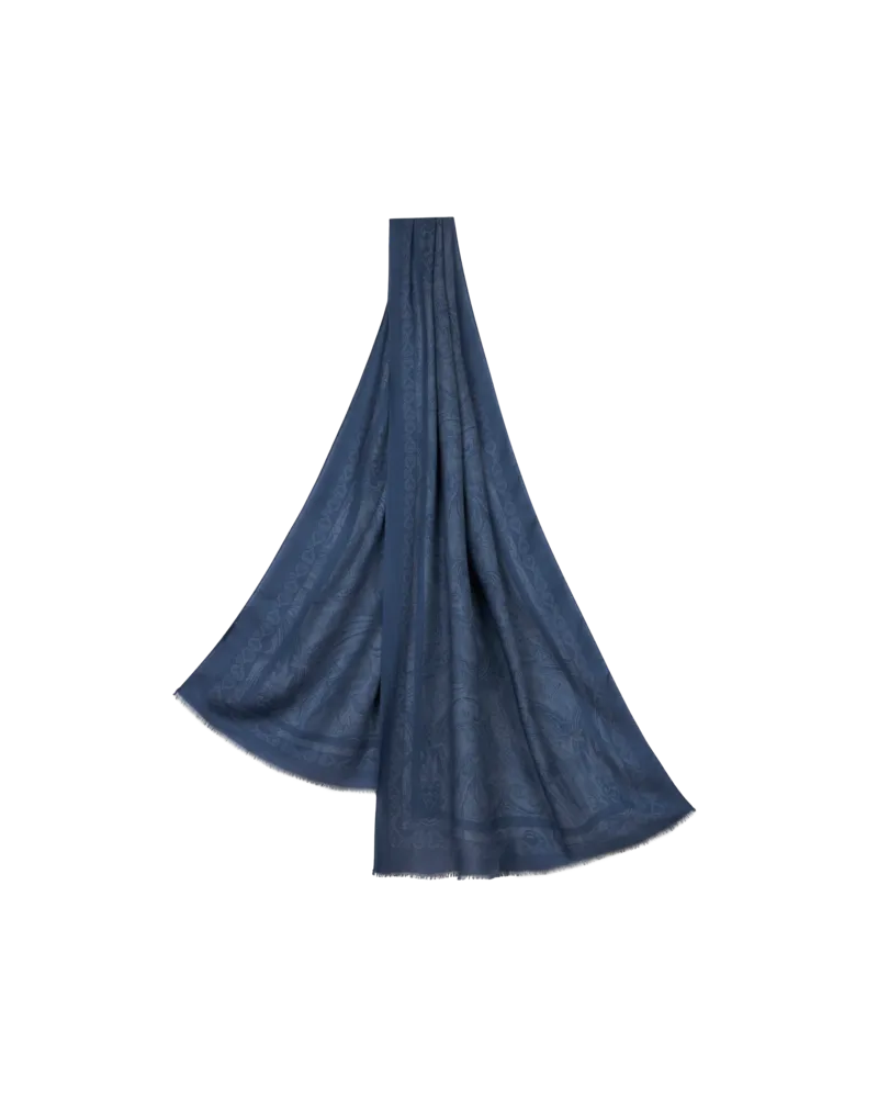 Etro Schal Mit Ton-in-ton-muster, Herren, Navyblau Navyblau