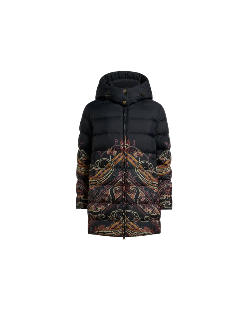 Etro Daunenjacke Mit Platziertem, Geometrischem Paisley-print, Damen, Navyblau, Größe Navyblau