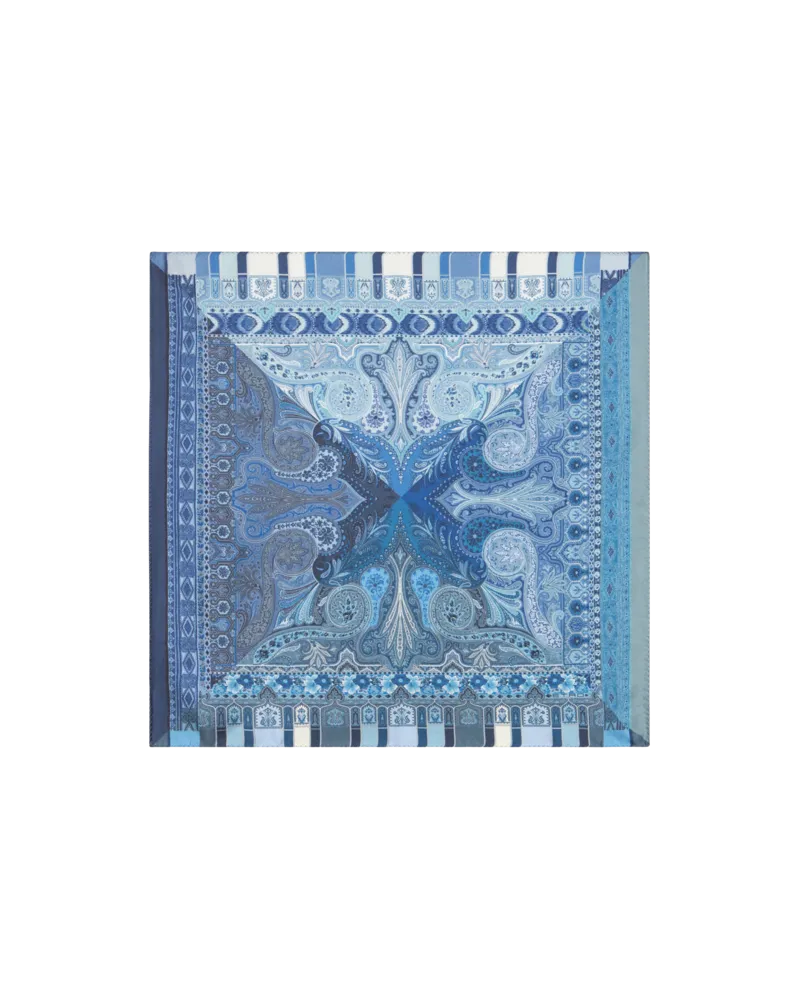 Etro Einstecktuch Aus Bedruckter Seide, Herren, Hellblau Hellblau