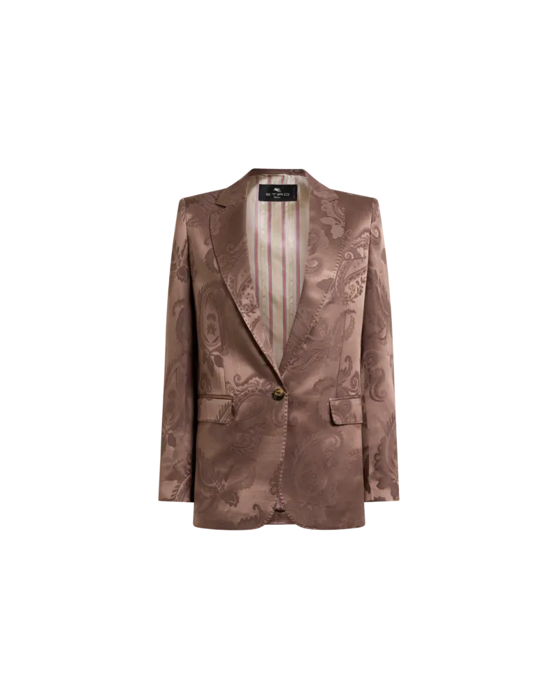 Etro Einreihige Jacquard-jacke Mit Floralem Paisley-motiv, Damen, Braun, Größe Braun