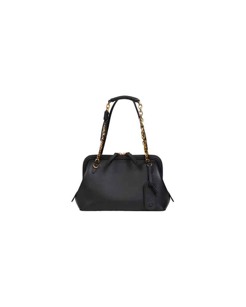 Etro Kleine Schultertasche Doc Aus Leder, Damen, Schwarz Schwarz