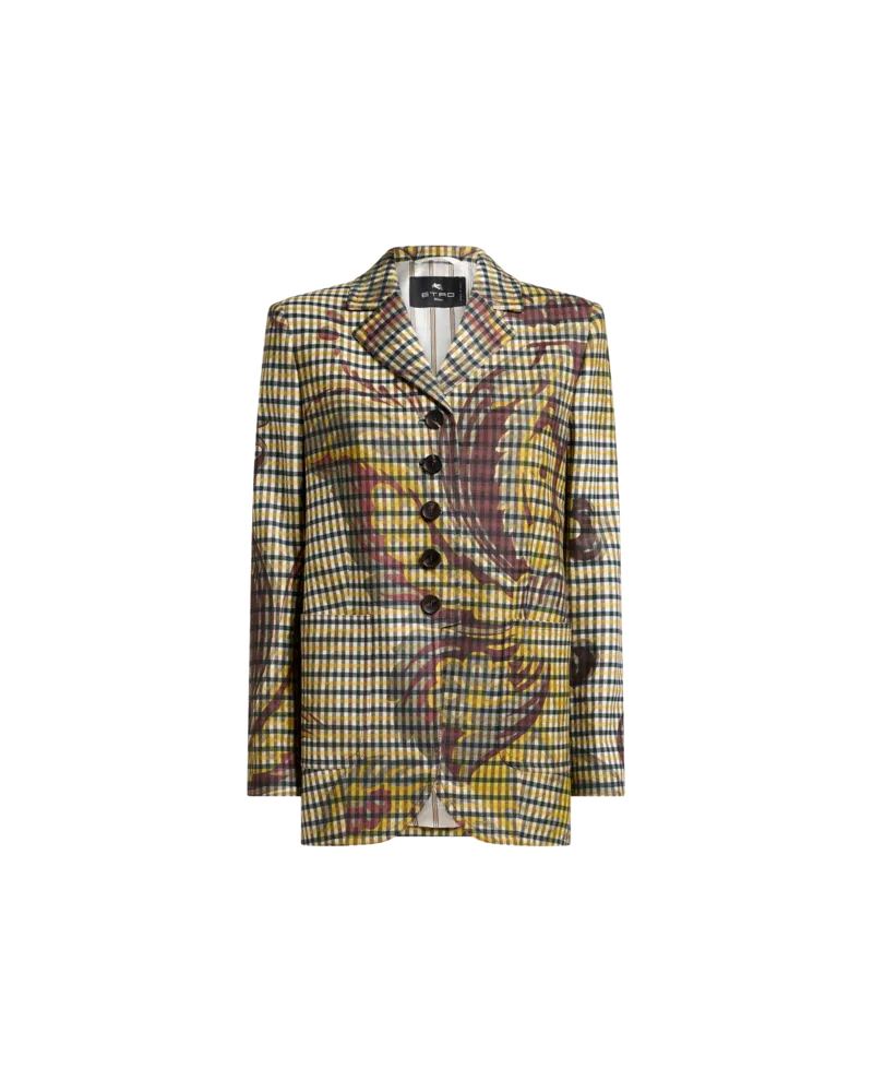 Etro Jacke Aus Einer Wollmischung Mit Vichy-muster, Damen, Multicolor, Größe Multicolor