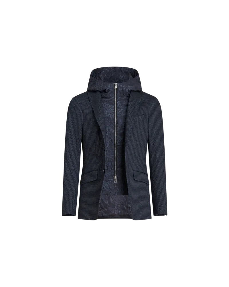 Etro Jacquard-blazer Mit Kapuze, Herren, Navyblau, Größe Navyblau