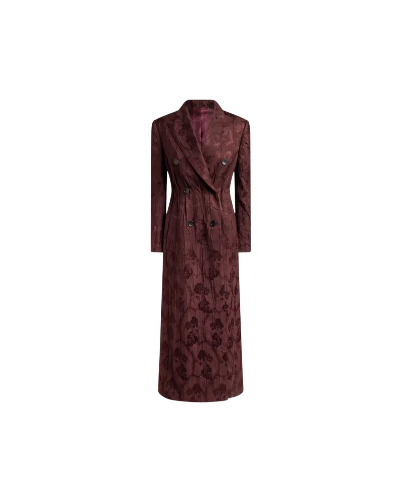 Etro Zweireihiger Mantel Mit Blumenstickerei, Damen, Bordeaux, Größe Bordeaux