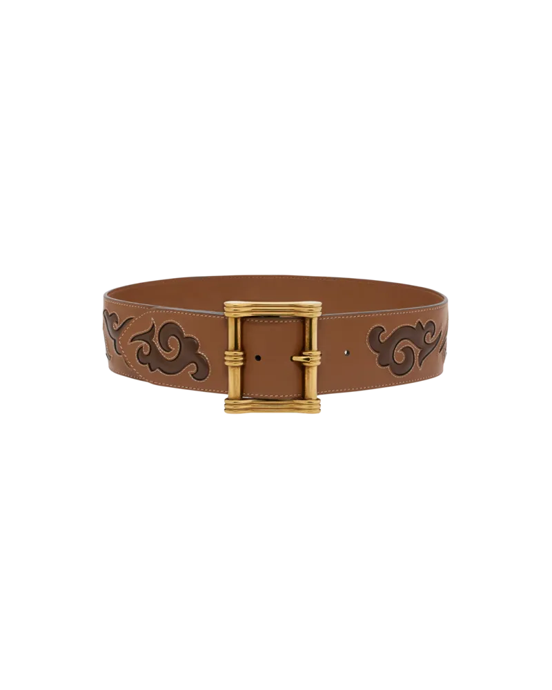 Etro Ledergürtel Mit Stickerei Im Westernstil, Damen, Braun, Größe Braun