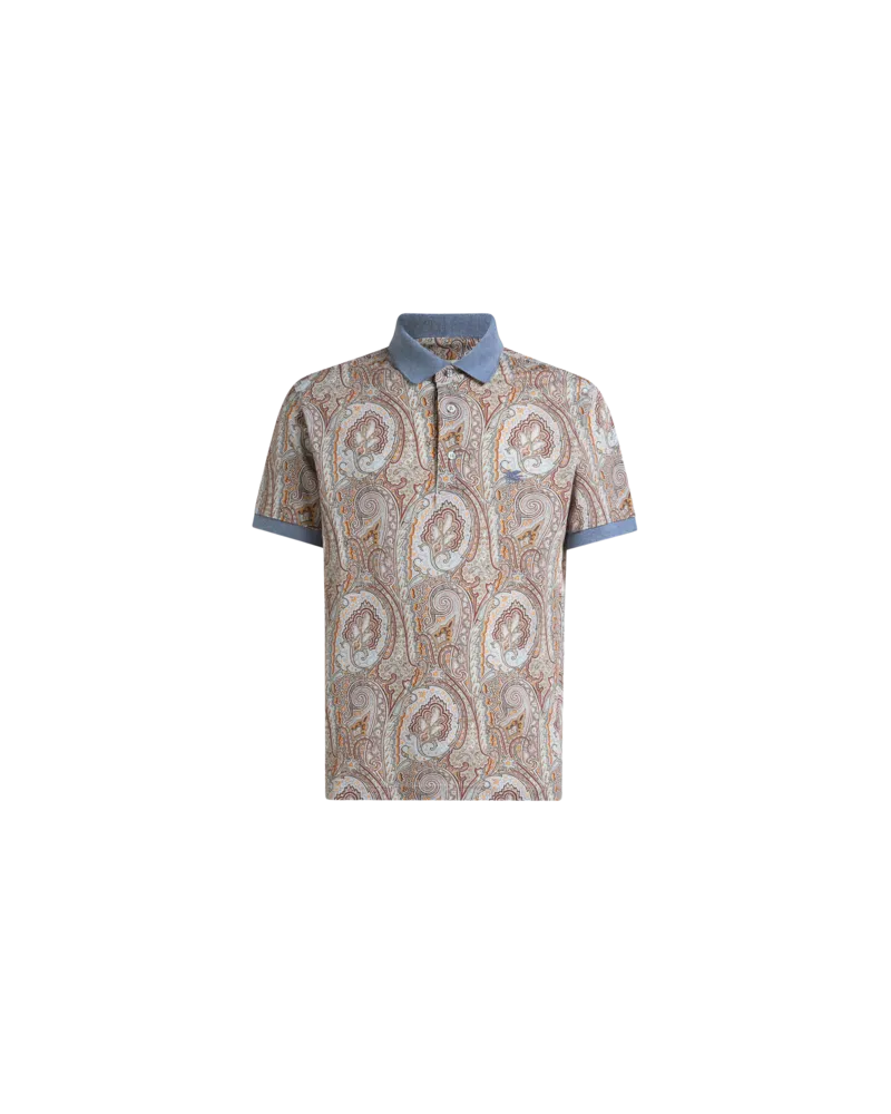 Etro Poloshirt Aus Baumwoll-piquet Mit Arnica-motiv, Herren, Grau, Größe Grau