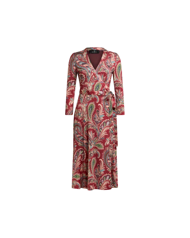 Etro Wickelkleid Mit Floralem Paisleymuster, Damen, Bordeaux, Größe Bordeaux