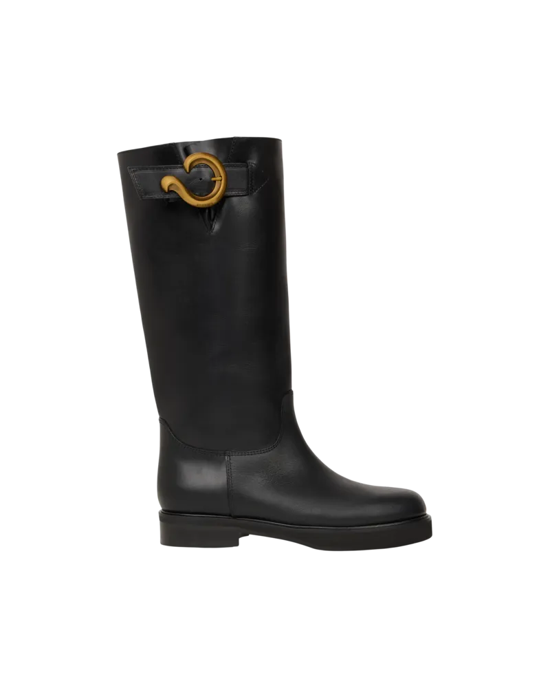 Etro Stiefel Aus Leder Mit Paisley-schnalle, Damen, Schwarz, Größe Schwarz