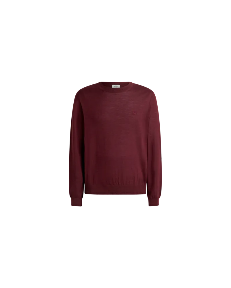 Etro Pullover Aus Wolle Und Seide Mit Pegaso-stickerei, Herren, Rot, Größe Rot