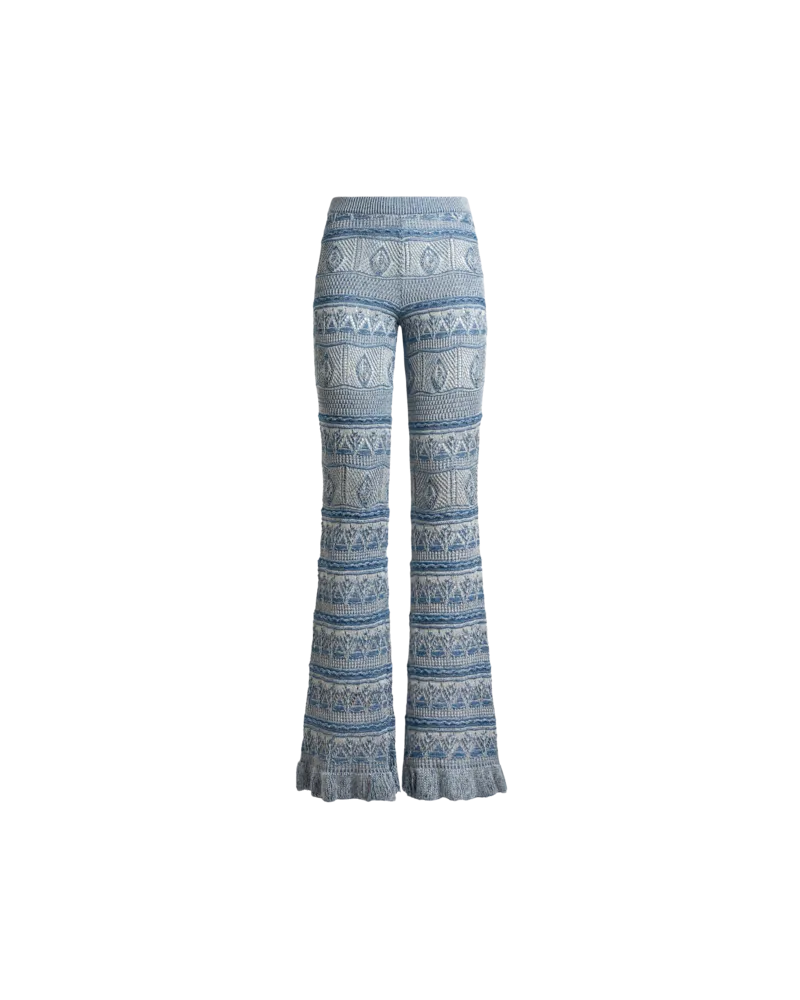 Etro Fit-and-flare-hose Aus Baumwollstrick Mit Häkelverarbeitung, Damen, Hellblau, Größe Hellblau