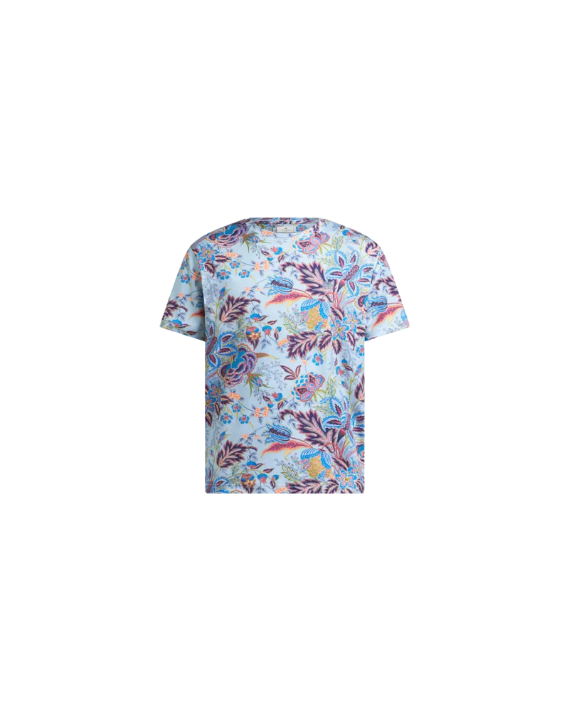 Etro T-shirt Aus Baumwolle Mit Print, Herren, Himmelblau, Größe Himmelblau