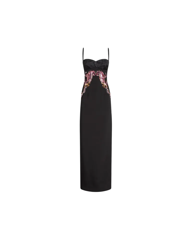 Etro Kleid Aus Bestickter Seide, Damen, Schwarz, Größe Schwarz