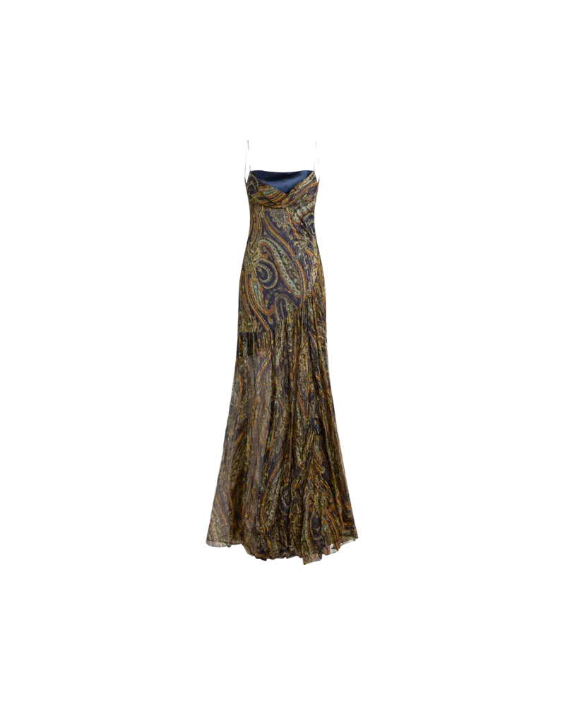 Etro Langes Kleid Aus Seide Mit Raffungen Und Paisley-motiv, Damen, Multicolor, Größe Multicolor