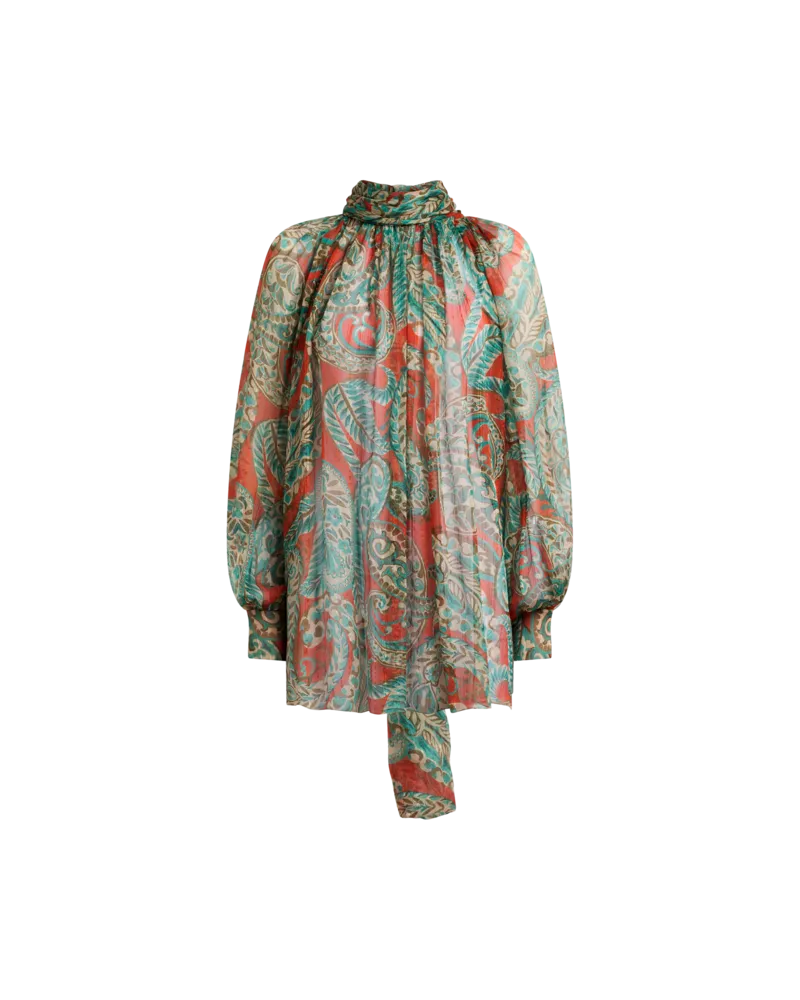 Etro Bluse Aus Seide Mit Paisley-motiv, Damen, Orange, Größe Orange