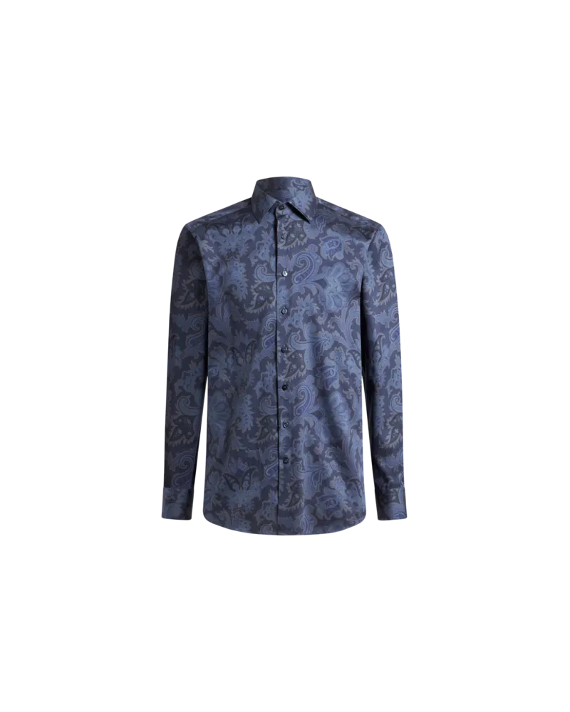 Etro Paisley-hemd Mit Maxiblumen, Herren, Navyblau, Größe Navyblau