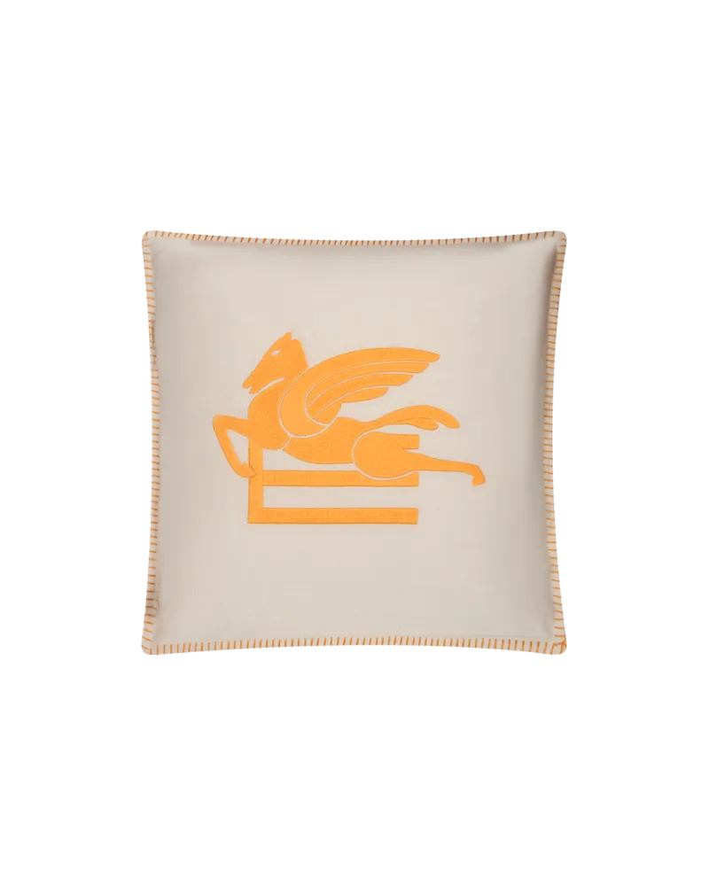 Etro Kissen Mit Gesticktem Pegaso Und Logo, Orange Orange